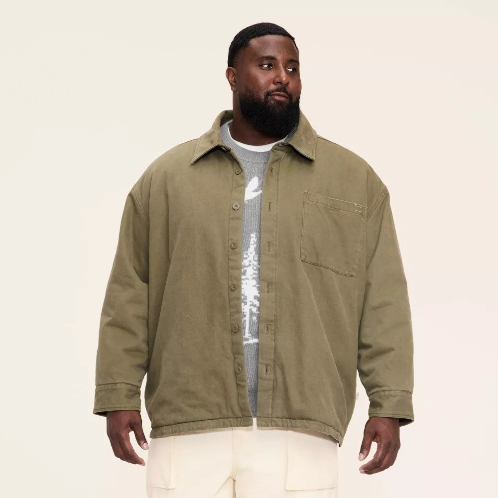 Woolrich x Target Men XXL /2 Extra Large Twill Shacket Jacket Olive Green Button